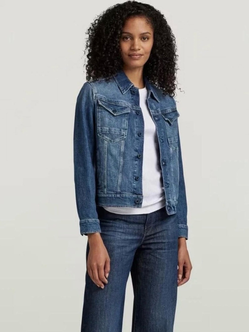 G Star RAW Arc 3D Denim Jacket Burten Stretch Santorini Blue $130 Women’s Small